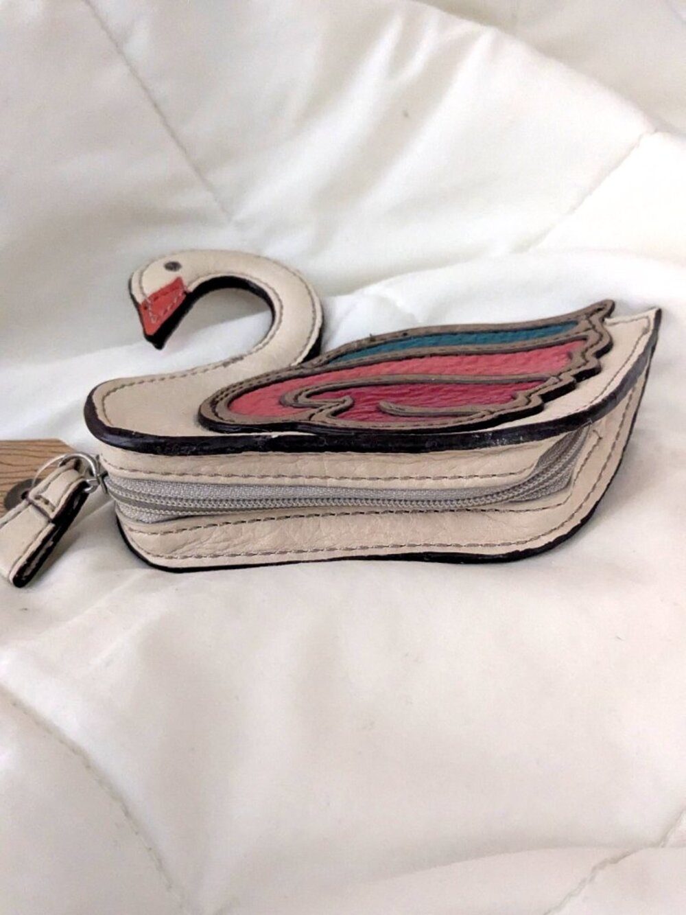 RARE Fossil 3D Swan Coin Purse Pouch With Leather Appliqué Y2K New With Tags - Picture 4 of 5